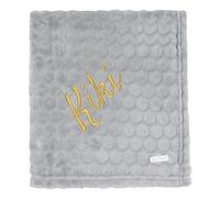 Metzuyan Personalised Baby Boys Baby Girls Blanket Soft Plush Fleece Circle Texture Cot Pram Blanket Grey Bottom Right Corner Gold Thread 75x90cm