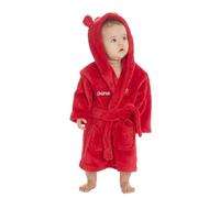 Metzuyan Personalised Baby Dressing Gown Hooded Teddy Bear Bathrobe Red Silver Thread 12-18