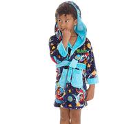 Metzuyan Personalised Boys Plush Fleece Dressing Gown Hooded Bathrobe Kimono Robe Dragon Green Thread Front Left Side 3-4 Years