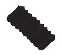 Metzuyan Women's Ladies Black Trainer Socks 9 Pairs Cotton Sportswear Active Trainer Black 4-8