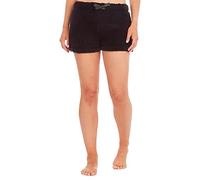 Metzuyan Womens Ladies Borg Shorts Black Drawstring Warm Fluffy Size L