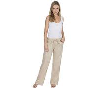 Metzuyan Womens Plus Size Linen Summer Drawstring Trouser Stone 18