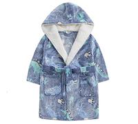 Metzuyan WS-AW21 Kids Infant Boys Dragon Glow in The Dark Dino Fluffy Snuggle Fleece Hooded Dressing Gown 11-12 Years Blue