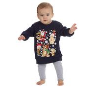 Metzuyan WS-AW23 Baby Girls Boys Christmas Sweatshirt Pullover Xmas Novelty Print Jumper 100% Cotton Navy Jolly Christmas Characters 12-18 Months