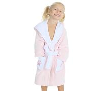 Metzuyan WS-AW23 Baby Girls Boys Teddy Bear Hearts Plain Dressing Gown with Hood Cosy Plush Fleece Hooded Robe Pink 2-3 Years
