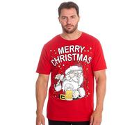 Metzuyan WS-AW23 Mens Christmas Funny Xmas Themed T-Shirts Funky Festive Print Hangover Santa Red L