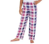 Metzuyan WS-AW24 Kids Girls Printed Fleece Lounge Pants Warm Pyjama Bottoms Blue Check 13 Years