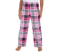 Metzuyan WS-AW24 Kids Girls Printed Fleece Lounge Pants Warm Pyjama Bottoms Grey Check 11-12 Years Pink