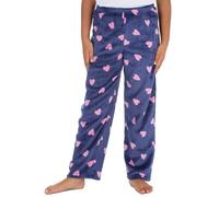 Metzuyan WS-AW24 Kids Girls Printed Fleece Lounge Pants Warm Pyjama Bottoms Navy Hearts 11-12 Years