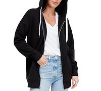 Metzuyan WS-SS22 Womens Ladies Value Basic Oversized Zip Hoodie Black 10