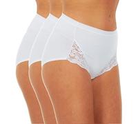 Metzuyan WS-SS23 Ladies 3 Pack Lace Maxi Briefs Cotton Rich Underwear White 14