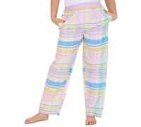 Metzuyan WS-SS24 Kids Girls Checked Pyjama Bottoms Long Pants Wide Leg Elasticated Waistband PJ's Bottom Light Pink Size 11-12 Years