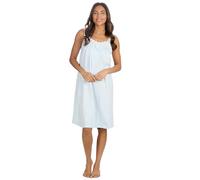 Metzuyan WS-SS24 Ladies Sleeveless Floral Nightdress 100% Cotton Nightshirt Wide Strap Nightie Blue Spot 22-24