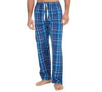 Metzuyan WS-SS24 Mens Woven Pyjama Bottoms Long Pants Flannel PJ's Trousers Nightwear Blue Medium