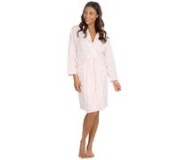 Metzuyan WS-SS24 Womens Lightweight Kimono Robe 100% Cotton Summer Dressing Gown Knee Length Bathrobe Pink Spot Large