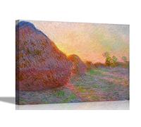 Meules, Grainstacks By Claude Monet Canvas Prints Wall Decor Oil Painting reproduction Home Office Wallart Pictures 40 x 30cm (16 x 12 inches)