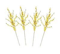 MEUMITY 4Pcs Artificial Winter Jasmine Flowers Long Stem, 100cm Tall Yellow Silk Flowers with Long Stem Silk Winter Jasmine Flowers Bouquet for Home