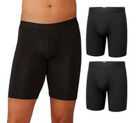 MeUndies - Men’s Long Boxer Briefs with Fly - 9” Inseam with Breathable and Comfortable Tencel UltraModal Fabric - 3 Pack, Black, XXL