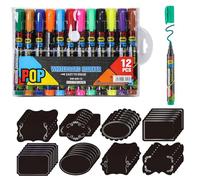 Meunhy 12 Color Liquid Chalk Pens Set,12 Chalk Pens for Blackboards and 160 Chalkboard Labels,White Board Markers Erasable&Writing Pens suitable for Blackboards,Windows, MarkingS,Graffiti