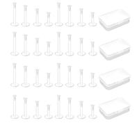 Meunhy 120 Pcs Clear Earrings, 4 Sizes Piercing Retainers for School with Round Lip plug for Everyday Wear, Lightweight DIY Jewelry Making Supplies for Students and Crafters, Women Men (With 4 Boxes)