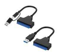 Meunhy USB 3.0 to SATA Adapter Set, 2PCS SATA to USB Adapter, Connector Lead Sata III, High-Speed Data Transfer for 2.5"/3.5" SSD/HDD, Portable & Plug and Play