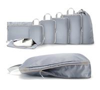 MEUVO Compression Packing Cubes for Suitcases - 7 Pack Suitcase Organiser Bags, Durable Luggage Organizer Bags for Suitcase or Backpack, Grey