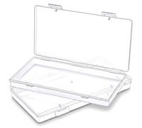 MEUYSIAC 2 Pack Rectangular Clear Plastic Storage Containers | Storage Box with Hinged Lid, 6.5x3.3x0.67 Inch Rectangle Organizer for Crafts Jewelry Beads Cards Office Supplies