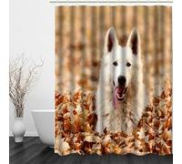 MEVASA 3D German Shepherd Shower Curtains Funny Weighted Shower Curtain 200x200 Puppy Bath Curtain Anti-Mildew Waterproof Luxury Personalised Shower Curtain with Eyelets