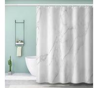 MEVASA 3D Marble Shower Curtains Funny Weighted Shower Curtain 200x200 White Marble Bath Curtain Anti-Mildew Waterproof Luxury Personalised Shower Curtain with Eyelets