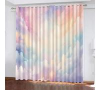 MEVASA 3D Rainbow Blackout Curtain Eyelet Thermal Insulated Drapes Colorful Clouds Curtains for Kids Nursery Playroom Polyester Fabric Home Decoration Curtains Short（234x137 cm）
