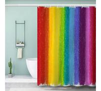 MEVASA 3D Rainbow Shower Curtains Funny Weighted Shower Curtain 200x200 Colourful Bath Curtain Anti-Mildew Waterproof Luxury Personalised Shower Curtain with Eyelets
