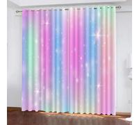MEVASA 3D Rainbow Windows Drapes Colourful Print Curtains for Bedroom Living Room Soft Luxury Durable Polyester Room Decoration Curtain with Eyelets Ring（234x229 cm）