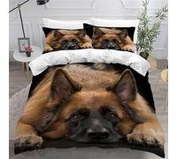 MEVASA Belgian Shepherd Dog Bedding Set - Microfiber Teen Bedding, 3D Animal Dogs Design, 3Pcs Anti Allergic Double Duvet Cover Set with Zipper /200x200
