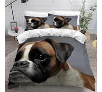 MEVASA Boxer Dog Bedding Set - Microfiber Teenager Bedding for Small Dogs - 3D Bedding Set with Anti-Allergic Double Duvet Cover and Zipper /200x200