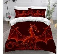 MEVASA Dragon Bedding Double Bed Set Microfiber Teenager Bedding Mythical Animals 3D Bedding Set for Small Double 3Pcs Anti Allergic Double Duvet Cover Set with Zipper /200x200