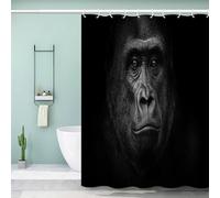 MEVASA Gorilla Shower Curtain 180x200 3d Art Deco Shower Curtains Mould Proof Resistant Heavy Duty Waterproof Shower Curtain Black Gorilla Bathroom Curtains with Hooks
