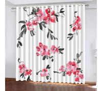 MEVASA Japanese Cherry Blossoms Curtains for Windows 72 inch Drop 3d Blackout Curtains Floral Pattern Window Drapes with Eyelets for Living Room Bedroom Bay Window （234x183 cm）