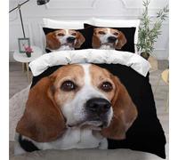 MEVASA Kids Bedding Beagle Duvet Cover Set - Animal Dog Black Fluffy Microfiber Hypoallergenic Single Duvet Cover 3 Pieces /135x200
