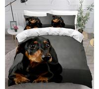 MEVASA Kids Bedding Dachshund Duvet Cover Set - Animal Puppy Fluffy Microfiber Hypoallergenic Single Duvet Cover 3 Pieces /135x200