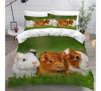 MEVASA Kids Bedding Guinea Pig Duvet Cover Set - Cute Pets Animals Fluffy Microfiber Hypoallergenic Single Duvet Cover 3 Pieces /135x200