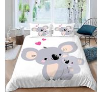 MEVASA Kids Bedding Koala Duvet Cover Set - Cute Cartoon Koala Fluffy Microfiber Hypoallergenic Single Duvet Cover 3 Pieces /135x200