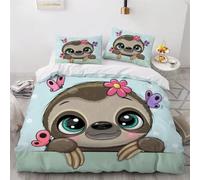 MEVASA Kids Bedding Owl Duvet Cover Set - Cartoon Animals Fluffy Microfiber Hypoallergenic Single /135x200