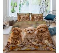 MEVASA Kids Bedding Poodle Duvet Cover Set - Cute Puppy Fluffy Microfiber Hypoallergenic Single Duvet Cover 3 Pieces /135x200