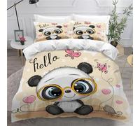 MEVASA King Bedding Set Cartoon Panda 3d Printed Girls Boys Adults Soft Microfiber Fluffy Breathable Kingsize Duvet Cover Set Cute Funny Red Panda Bedding King Size with 2 Pillow Cases /230x220