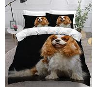 MEVASA King Bedding Set Cavalier King Charles Spaniel 3d Printed Girls Boys Adults Soft Microfiber Fluffy Breathable Kingsize Duvet Cover Set Dog Animal Bedding King Size with 2 Pillow Cases /230x220