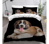 MEVASA King Bedding Set Cute Dog 3d Printed Girls Boys Adults Soft Microfiber Fluffy Breathable Kingsize Duvet Cover Set Animal Dog Black Bedding King Size with 2 Pillow Cases /230x220
