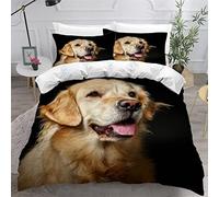 MEVASA King Bedding Set Cute Golden Retriever Dog 3d Printed Girls Boys Adults Soft Microfiber Fluffy Breathable Kingsize Duvet Cover Set Pets Animals Bedding King Size with 2 Pillow Cases /230x220