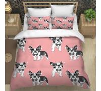 MEVASA King Bedding Set Cute Puppy 3d Printed Girls Boys Adults Soft Microfiber Fluffy Breathable Kingsize Duvet Cover Set Pink Bedding King Size with 2 Pillow Cases /230x220