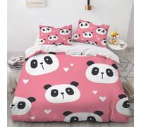 MEVASA King Bedding Set Cute Red Panda 3d Printed Girls Boys Adults Soft Microfiber Fluffy Breathable Kingsize Duvet Cover Set Pink Bedding King Size with 2 Pillow Cases /230x220