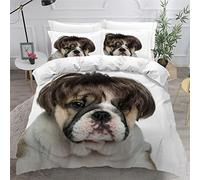 MEVASA King Bedding Set English Bulldog 3d Printed Girls Boys Adults Soft Microfiber Fluffy Breathable Kingsize Duvet Cover Set Dog Animal Bedding King Size with 2 Pillow Cases /230x220